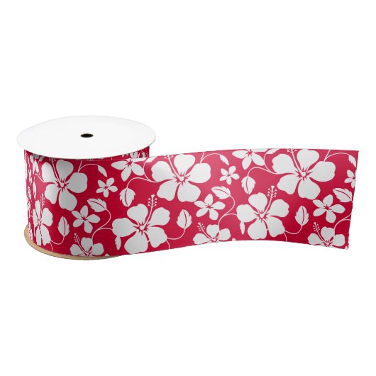 HAWAIIAN HULA (HIBISKUS) RED SATIN RIBBON SATINBAND (Spule)