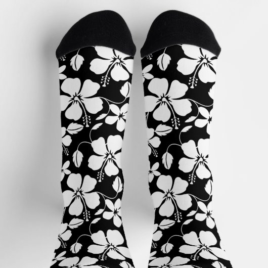 HAWAIIAN HULA (HIBISKUS) SCHWARZ SOCKEN (Oben)