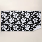 HAWAIIAN HULA (HIBISKUS) SCHWARZ STRANDTUCH (Vorderseite)