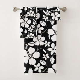 HAWAIIAN HULA (HIBISKUS) SCHWARZE BAD TOWEL SET