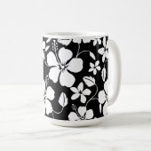 HAWAIIAN HULA (HIBISKUS) SCHWARZE KAFFEE TASSE (VorderseiteRechts)