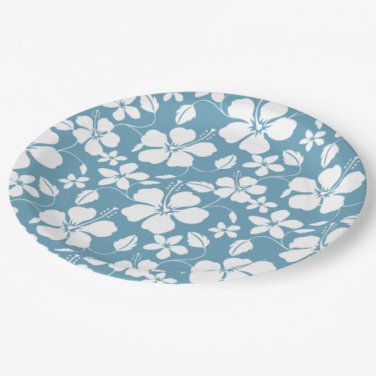 HAWAIIAN HULA (HIBISKUS) SLATE BLUE PAPPTELLER (Schrägansicht)