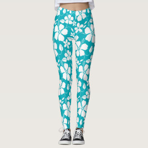 HAWAIIAN HULA (HIBISKUS) TÜRKIS LEGGINGS