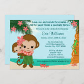Hawaiian Hula Monkey Baby Dusche Einladung Strand (Vorne/Hinten)
