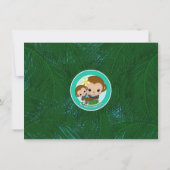 Hawaiian Hula Monkey Babydusche Danke, BOY#01 Einladung (Rückseite)