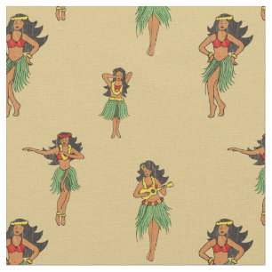 Hawaiian Hula tanzende Mädchen Vintages Muster Stoff