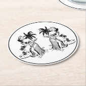 Hawaiian Hula Tänzer Tropical Island Retro Tiki Runder Pappuntersetzer (Angewinkelt)