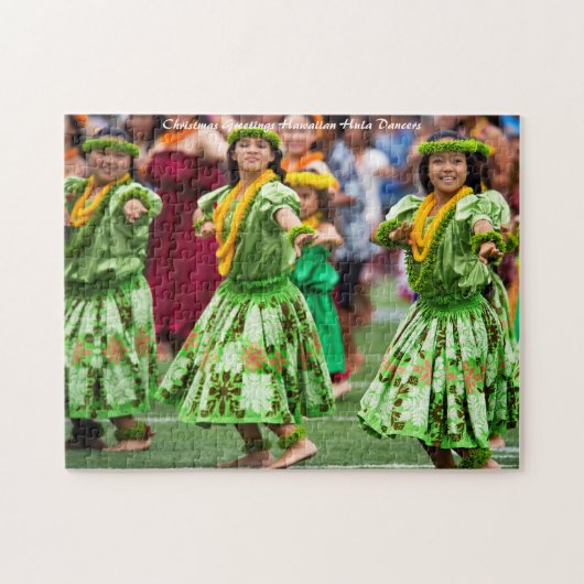 Hawaiian Hula Tänzer. Weihnachtsgrüße Puzzle (Horizontal)