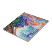 Hawaiian Humpback Whale und Na Pali von Kauai Fliese (Seite)