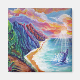 Hawaiian Humpback Whale und Na Pali von Kauai Magnet