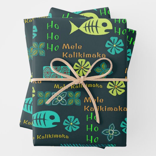 Hawaiian Icon Mele Kalikimaka Gift Wrap Geschenkpapier Set (Beispiel)