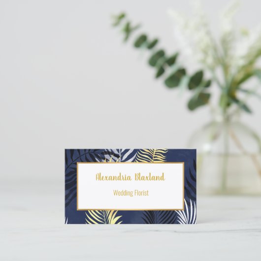 HAWAIIAN INSPIRIERT NAVY BLUE GOLD BUSINESS CARD VISITENKARTE (Stehend Vorderseite)