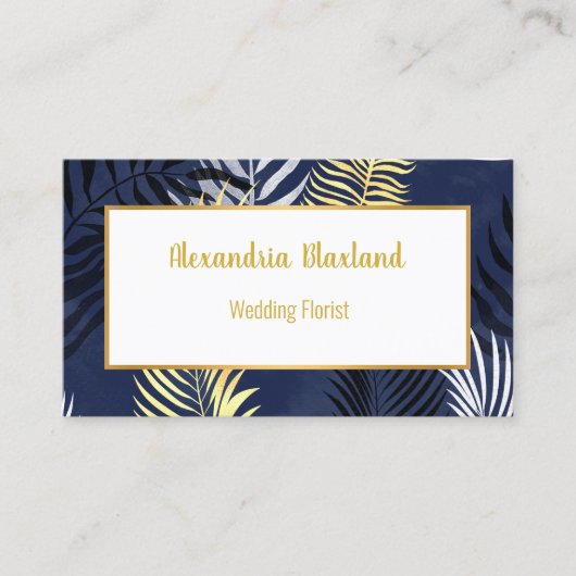 HAWAIIAN INSPIRIERT NAVY BLUE GOLD BUSINESS CARD VISITENKARTE (Vorderseite)