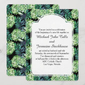 Hawaiian Island Beach Wedding Monsterra Deliciosa Einladung (Vorne/Hinten)