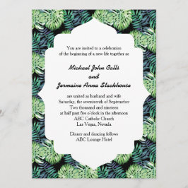 Hawaiian Island Beach Wedding Monsterra Deliciosa Einladung