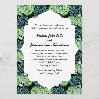 Hawaiian Island Beach Wedding Monsterra Deliciosa Einladung