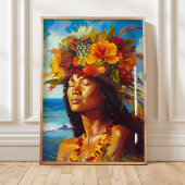 Hawaiian Island Goddess Tropical Art Print Poster