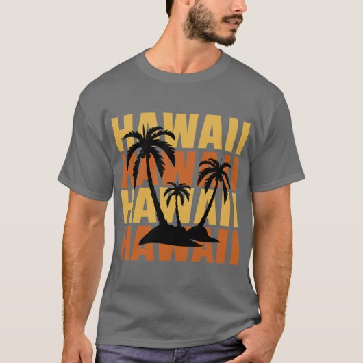 Hawaiian Islands Surf Style Palm Trees Beach print T-Shirt (Vorderseite)