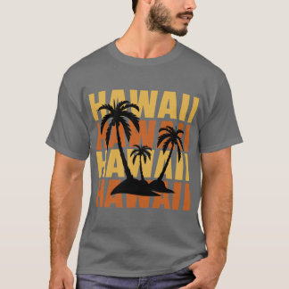 Hawaiian Islands Surfer Stil Palmen Strand Druck T-Shirt