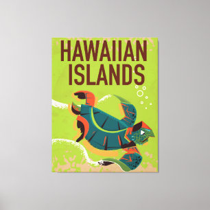 Hawaiian Islands Vintage Travel Poster. Leinwanddruck