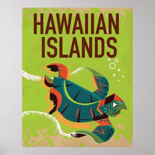 Hawaiian Islands Vintage Travel Poster. Poster (Vorne)