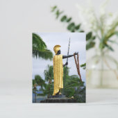 Hawaiian King Kamehameha Statue, Seitenansicht Postkarte (Stehend Vorderseite)