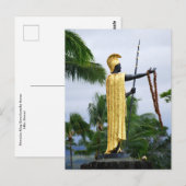Hawaiian King Kamehameha Statue, Seitenansicht Postkarte (Vorne/Hinten)
