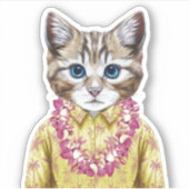 Hawaiian Kitty Cat Aufkleber (Vorderseite)