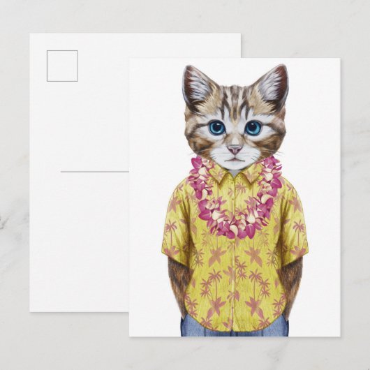 Hawaiian Kitty Cat Postkarte (Vorne/Hinten)