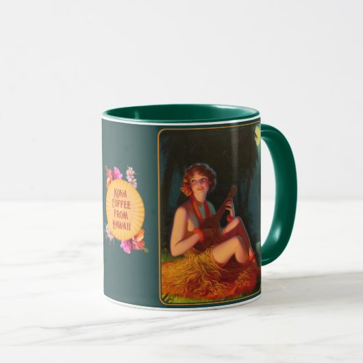 Hawaiian Kona Coffee Girl w/Ukulele Tasse (VorderseiteRechts)