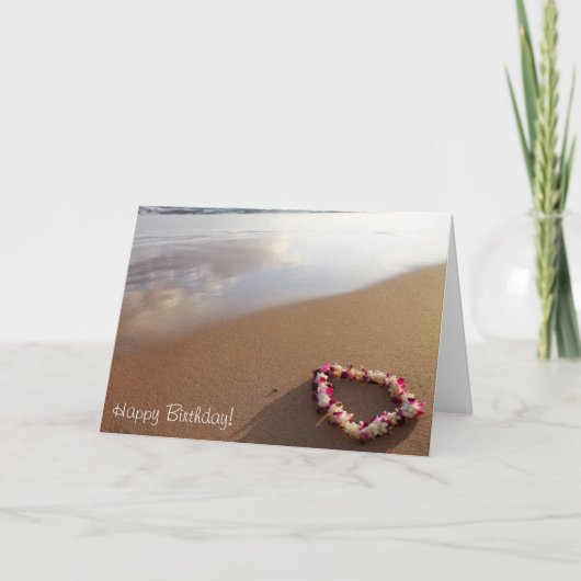 Hawaiian Lei & Beach Birthday Card Karte (Vorderseite)