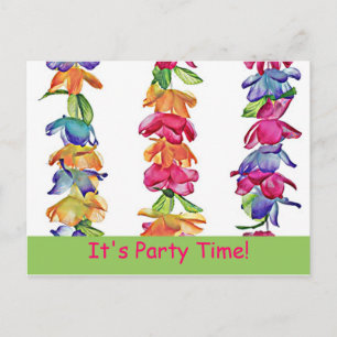 Hawaiian Leis auf Postcard - PartyTime! Einladungspostkarte