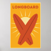 Hawaiian Longboard Surfboard Vintage Retro Poster (Vorne)