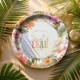Hawaiian Luau 16 . Geburtstag Floral Border ID1092 Pappteller