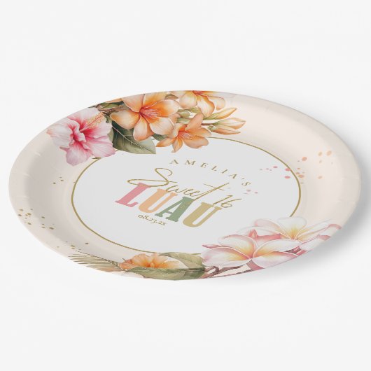 Hawaiian Luau 16 . Geburtstag ID1092 Pappteller (Schrägansicht)