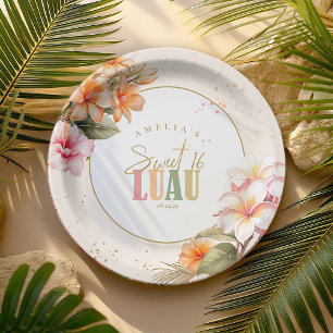 Hawaiian Luau 16 . Geburtstag ID1092 Pappteller