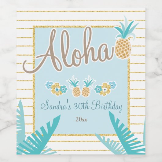 Hawaiian Luau, Ananas Weinetikett (Einzelnes Label)