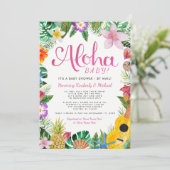 Hawaiian Luau Baby Shooter by Mail| Rosa Einladung (Stehend Vorderseite)