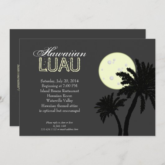 Hawaiian Luau bei nächtlichen Einladungen (Vorne/Hinten)