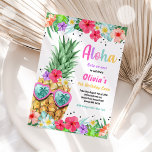 Hawaiian Luau Birthday Ananas Pool Party Einladung<br><div class="desc">Hawaiian Luau Birthday Ananas Pool Party Einladung</div>