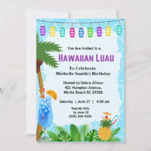 Hawaiian Luau Birthday Einladung
