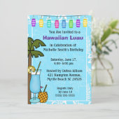 Hawaiian Luau Birthday Einladung (Stehend Vorderseite)
