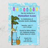 Hawaiian Luau Birthday Einladung (Vorne/Hinten)