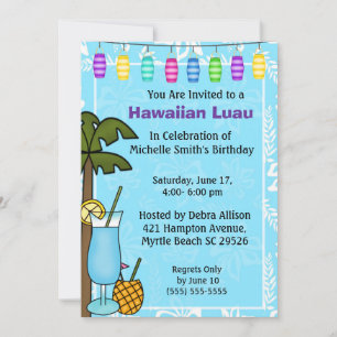 Hawaiian Luau Birthday Einladung