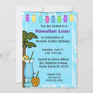 Hawaiian Luau Birthday Einladung