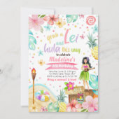 Hawaiian Luau Birthday Invite Tropical Pool Party Einladung (Vorderseite)