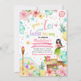 Hawaiian Luau Birthday Invite Tropical Pool Party Einladung