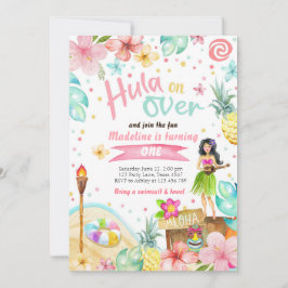 Hawaiian Luau Birthday Invite Tropical Pool Party Einladung