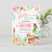 Hawaiian Luau Birthday Invite Tropical Pool Party Einladung (Stehend Vorderseite)