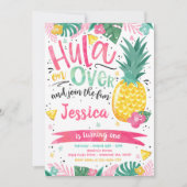Hawaiian Luau Birthday Party Ananas Luau Pool Einladung (Vorderseite)